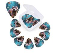 12 Pack Guitar Picks with Organizer Storage Box,Thin, Medium & Heavy 3 Different Thickness Guitar Pick Magic Raccoon Bass Plectrums for Ukulele Acoustic Guitar Accessories