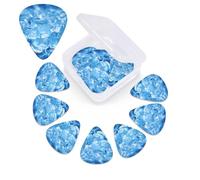 12 Pack Guitar Picks with Organizer Storage Box,Thin, Medium & Heavy 3 Different Thickness Guitar Pick Blue ice cube background Bass Plectrums for Ukulele Acoustic Guitar Accessories