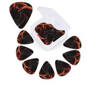 12 Pack Guitar Picks with Organizer Storage Box,Thin, Medium & Heavy 3 Different Thickness Guitar Pick Orange Swirl Shaped Ornament Bass Plectrums for Ukulele Acoustic Guitar Accessories