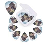 12 Pack Guitar Picks with Organizer Storage Box,Thin, Medium & Heavy 3 Different Thickness Guitar Pick Armenian Church Bass Plectrums for Ukulele Acoustic Guitar Accessories