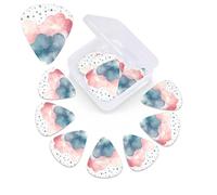 12 Pack Guitar Picks with Organizer Storage Box,Thin, Medium & Heavy 3 Different Thickness Guitar Pick Watercolor Clouds Bass Plectrums for Ukulele Acoustic Guitar Accessories