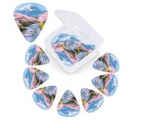 12 Pack Guitar Picks with Organizer Storage Box,Thin, Medium & Heavy 3 Different Thickness Guitar Pick Cr herry Blossoms Bass Plectrums for Ukulele Acoustic Guitar Accessories