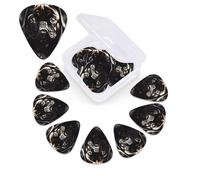 12 Pack Guitar Picks with Organizer Storage Box,Thin, Medium & Heavy 3 Different Thickness Guitar Pick Cute Black Pug Dog Bass Plectrums for Ukulele Acoustic Guitar Accessories