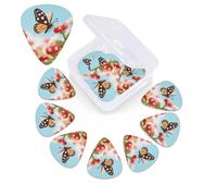 12 Pack Guitar Picks with Organizer Storage Box,Thin, Medium & Heavy 3 Different Thickness Guitar Pick White - dotted Butterfly Bass Plectrums for Ukulele Acoustic Guitar Accessories