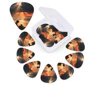 12 Pack Guitar Picks with Organizer Storage Box,Thin, Medium & Heavy 3 Different Thickness Guitar Pick Sea Sunset Bass Plectrums for Ukulele Acoustic Guitar Accessories