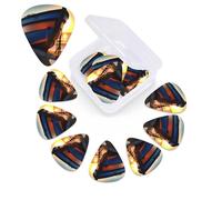 12 Pack Guitar Picks with Organizer Storage Box,Thin, Medium & Heavy 3 Different Thickness Guitar Pick Boat Beach Sunrise Time Nautical Bass Plectrums for Ukulele Acoustic Guitar Accessories
