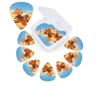 12 Pack Guitar Picks with Organizer Storage Box,Thin, Medium & Heavy 3 Different Thickness Guitar Pick Orange Fox Bass Plectrums for Ukulele Acoustic Guitar Accessories