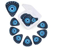 12 Pack Guitar Picks with Organizer Storage Box,Thin, Medium & Heavy 3 Different Thickness Guitar Pick Blue Mini Flower Swirl Bass Plectrums for Ukulele Acoustic Guitar Accessories