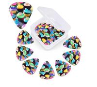 12 Pack Guitar Picks with Organizer Storage Box,Thin, Medium & Heavy 3 Different Thickness Guitar Pick Colorful Happy Birthday Cupcakes Bass Plectrums for Ukulele Acoustic Guitar Accessories