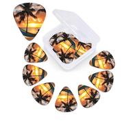 12 Pack Guitar Picks with Organizer Storage Box,Thin, Medium & Heavy 3 Different Thickness Guitar Pick Coconut Beach Sunset Hammock Bass Plectrums for Ukulele Acoustic Guitar Accessories