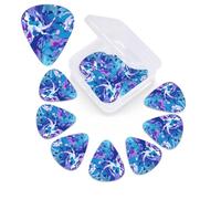 12 Pack Guitar Picks with Organizer Storage Box,Thin, Medium & Heavy 3 Different Thickness Guitar Pick Purple and Blue Mixed Pattern Bass Plectrums for Ukulele Acoustic Guitar Accessories