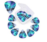 12 Pack Guitar Picks with Organizer Storage Box,Thin, Medium & Heavy 3 Different Thickness Guitar Pick Reindeer under Aurora Bass Plectrums for Ukulele Acoustic Guitar Accessories