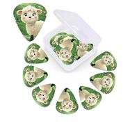 12 Pack Guitar Picks with Organizer Storage Box,Thin, Medium & Heavy 3 Different Thickness Guitar Pick Cute Cartoon Sheep Bass Plectrums for Ukulele Acoustic Guitar Accessories