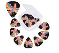 12 Pack Guitar Picks with Organizer Storage Box,Thin, Medium & Heavy 3 Different Thickness Guitar Pick Radiant Phoenix Bass Plectrums for Ukulele Acoustic Guitar Accessories