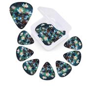 12 Pack Guitar Picks with Organizer Storage Box,Thin, Medium & Heavy 3 Different Thickness Guitar Pick There are different little flowers Bass Plectrums for Ukulele Acoustic Guitar Accessories