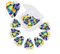 12 Pack Guitar Picks with Organizer Storage Box,Thin, Medium & Heavy 3 Different Thickness Guitar Pick Bear Dancing Tie Dye Bass Plectrums for Ukulele Acoustic Guitar Accessories