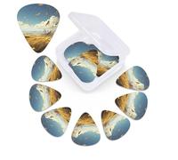 12 Pack Guitar Picks with Organizer Storage Box,Thin, Medium & Heavy 3 Different Thickness Guitar Pick The wind blows feathers Bass Plectrums for Ukulele Acoustic Guitar Accessories