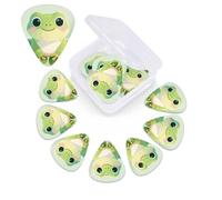 12 Pack Guitar Picks with Organizer Storage Box,Thin, Medium & Heavy 3 Different Thickness Guitar Pick Cute Frog Bass Plectrums for Ukulele Acoustic Guitar Accessories