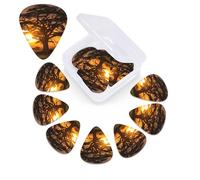 12 Pack Guitar Picks with Organizer Storage Box,Thin, Medium & Heavy 3 Different Thickness Guitar Pick Sunrise on Big Tree Bass Plectrums for Ukulele Acoustic Guitar Accessories