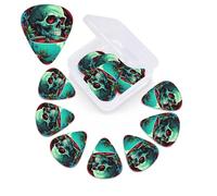 12 Pack Guitar Picks with Organizer Storage Box,Thin, Medium & Heavy 3 Different Thickness Guitar Pick Skull Smoking Bass Plectrums for Ukulele Acoustic Guitar Accessories