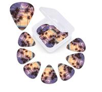 12 Pack Guitar Picks with Organizer Storage Box,Thin, Medium & Heavy 3 Different Thickness Guitar Pick Palm trees landscape Bass Plectrums for Ukulele Acoustic Guitar Accessories