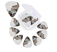 12 Pack Guitar Picks with Organizer Storage Box,Thin, Medium & Heavy 3 Different Thickness Guitar Pick Vintage Car Bass Plectrums for Ukulele Acoustic Guitar Accessories