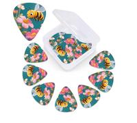 12 Pack Guitar Picks with Organizer Storage Box,Thin, Medium & Heavy 3 Different Thickness Guitar Pick Bee in flowers Bass Plectrums for Ukulele Acoustic Guitar Accessories