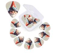 12 Pack Guitar Picks with Organizer Storage Box,Thin, Medium & Heavy 3 Different Thickness Guitar Pick Cute Gnome hat Bass Plectrums for Ukulele Acoustic Guitar Accessories