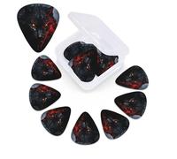 12 Pack Guitar Picks with Organizer Storage Box,Thin, Medium & Heavy 3 Different Thickness Guitar Pick Big black wolf with red eyes Bass Plectrums for Ukulele Acoustic Guitar Accessories