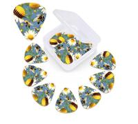 12 Pack Guitar Picks with Organizer Storage Box,Thin, Medium & Heavy 3 Different Thickness Guitar Pick Bee flying Bass Plectrums for Ukulele Acoustic Guitar Accessories