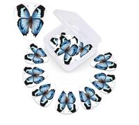 12 Pack Guitar Picks with Organizer Storage Box,Thin, Medium & Heavy 3 Different Thickness Guitar Pick Blue Butterfly Bass Plectrums for Ukulele Acoustic Guitar Accessories