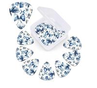 12 Pack Guitar Picks with Organizer Storage Box,Thin, Medium & Heavy 3 Different Thickness Guitar Pick A Set of Blue Bows Bass Plectrums for Ukulele Acoustic Guitar Accessories