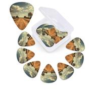 12 Pack Guitar Picks with Organizer Storage Box,Thin, Medium & Heavy 3 Different Thickness Guitar Pick Farm in autumn Bass Plectrums for Ukulele Acoustic Guitar Accessories