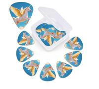12 Pack Guitar Picks with Organizer Storage Box,Thin, Medium & Heavy 3 Different Thickness Guitar Pick White horse in the sky Bass Plectrums for Ukulele Acoustic Guitar Accessories