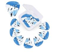 12 Pack Guitar Picks with Organizer Storage Box,Thin, Medium & Heavy 3 Different Thickness Guitar Pick Glacier Penguins Bass Plectrums for Ukulele Acoustic Guitar Accessories