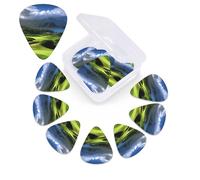 12 Pack Guitar Picks with Organizer Storage Box,Thin, Medium & Heavy 3 Different Thickness Guitar Pick Scenic Hawaii Golf Tropical Bass Plectrums for Ukulele Acoustic Guitar Accessories