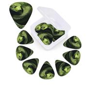 12 Pack Guitar Picks with Organizer Storage Box,Thin, Medium & Heavy 3 Different Thickness Guitar Pick Green Snake on Trees Bass Plectrums for Ukulele Acoustic Guitar Accessories