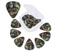 12 Pack Guitar Picks with Organizer Storage Box,Thin, Medium & Heavy 3 Different Thickness Guitar Pick Nautical Vintage Sailing Pirate Ship Bass Plectrums for Ukulele Acoustic Guitar Accessories