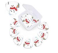 12 Pack Guitar Picks with Organizer Storage Box,Thin, Medium & Heavy 3 Different Thickness Guitar Pick Little Snowman Bass Plectrums for Ukulele Acoustic Guitar Accessories