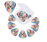 12 Pack Guitar Picks with Organizer Storage Box,Thin, Medium & Heavy 3 Different Thickness Guitar Pick Rainbow - winged Butterfly by Falls Bass Plectrums for Ukulele Acoustic Guitar Accessories
