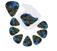 12 Pack Guitar Picks with Organizer Storage Box,Thin, Medium & Heavy 3 Different Thickness Guitar Pick Fireflies Bass Plectrums for Ukulele Acoustic Guitar Accessories
