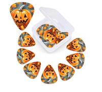 12 Pack Guitar Picks with Organizer Storage Box,Thin, Medium & Heavy 3 Different Thickness Guitar Pick Autumn Leaves Thanksgiving Day Pumpkin Bass Plectrums for Ukulele Acoustic Guitar Accessories