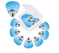 12 Pack Guitar Picks with Organizer Storage Box,Thin, Medium & Heavy 3 Different Thickness Guitar Pick Santorini Greek Island sea Bass Plectrums for Ukulele Acoustic Guitar Accessories