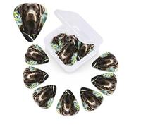 12 Pack Guitar Picks with Organizer Storage Box,Thin, Medium & Heavy 3 Different Thickness Guitar Pick Brown Labrador Retriever Bass Plectrums for Ukulele Acoustic Guitar Accessories