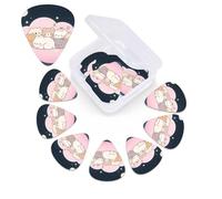 12 Pack Guitar Picks with Organizer Storage Box,Thin, Medium & Heavy 3 Different Thickness Guitar Pick Furry Animal Cloud Island Bass Plectrums for Ukulele Acoustic Guitar Accessories