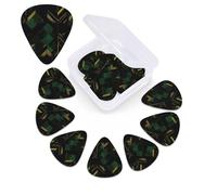 12 Pack Guitar Picks with Organizer Storage Box,Thin, Medium & Heavy 3 Different Thickness Guitar Pick black green and gold geometric Bass Plectrums for Ukulele Acoustic Guitar Accessories