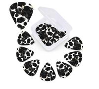 12 Pack Guitar Picks with Organizer Storage Box,Thin, Medium & Heavy 3 Different Thickness Guitar Pick Cow Fur Print Bass Plectrums for Ukulele Acoustic Guitar Accessories