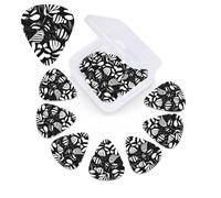 12 Pack Guitar Picks with Organizer Storage Box,Thin, Medium & Heavy 3 Different Thickness Guitar Pick Black White Striped Flowers Bass Plectrums for Ukulele Acoustic Guitar Accessories