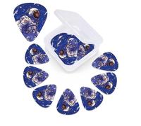 12 Pack Guitar Picks with Organizer Storage Box,Thin, Medium & Heavy 3 Different Thickness Guitar Pick Black astronaut on blue Bass Plectrums for Ukulele Acoustic Guitar Accessories