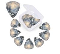 12 Pack Guitar Picks with Organizer Storage Box,Thin, Medium & Heavy 3 Different Thickness Guitar Pick Winter Snow Scene Bass Plectrums for Ukulele Acoustic Guitar Accessories